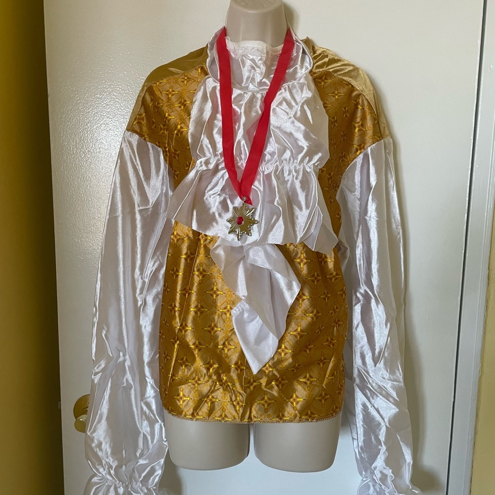 Count Dracula Costume Top with Red Medal Necklace